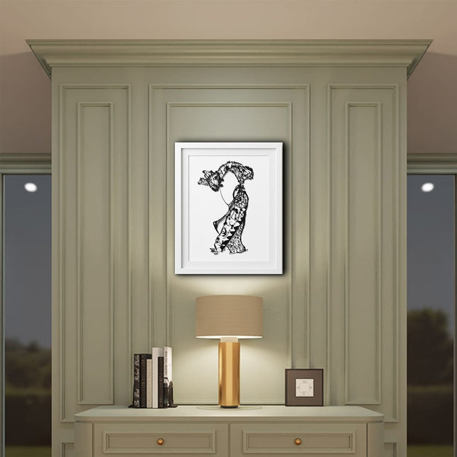 Affiche pop art Nox l'empreinte persistante, illustration originale WO – vue encadrée
