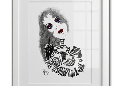 Affiche murale Sasha Rebelle et Élégante – illustration artistique féminine signée WO encadrée