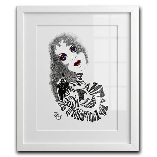 Affiche murale Sasha Rebelle et Élégante – illustration artistique féminine signée WO encadrée