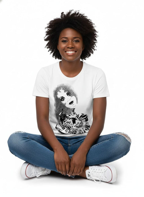 T-shirt imprimé femme création originale WO - Sasha rebelle et ténébreuse