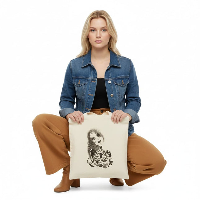 Tote bag femme imprimé Sasha Rebelle et ténébreuse noir et blanc - Design WO