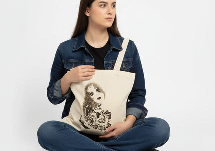 Tote bag femme imprimé Sasha Rebelle et Élégante noir et blanc - Design WO