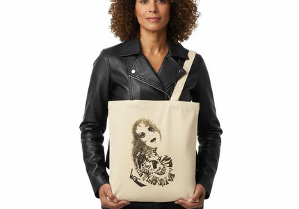 Tote bag Sasha Rebelle et Élégante vue face - Sac cabas design artistique WO