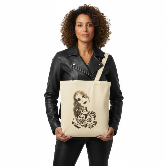 Tote bag Sasha Rebelle et Élégante vue face - Sac cabas design artistique WO