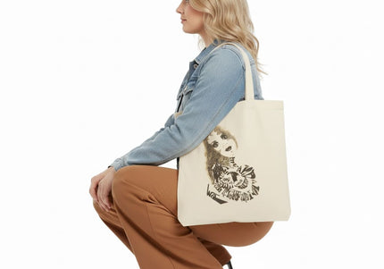 Tote bag femme imprimé Sasha Rebelle intemporelle sépia et beige - Design WO