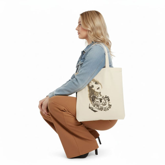 Tote bag femme imprimé Sasha Rebelle intemporelle sépia et beige - Design WO