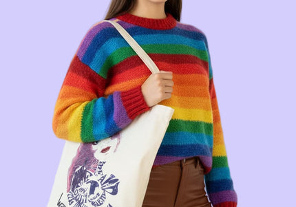 Tote bag femme imprimé Sasha Rebelle et magnétique violet rose - Design WO