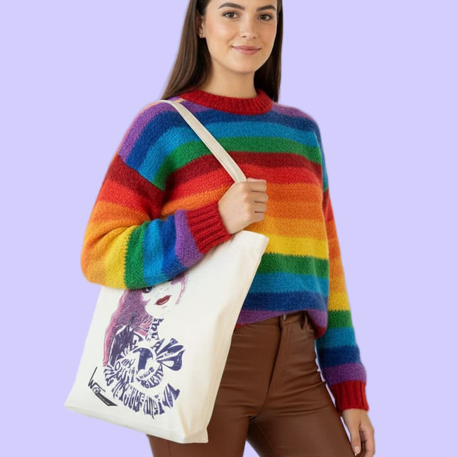 Tote bag femme imprimé Sasha Rebelle et magnétique violet rose - Design WO
