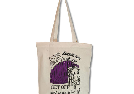 Détail motif délicat Jade Murmure violet sur tote bag femme