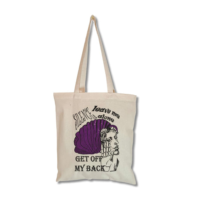 Détail motif délicat Jade Murmure violet sur tote bag femme
