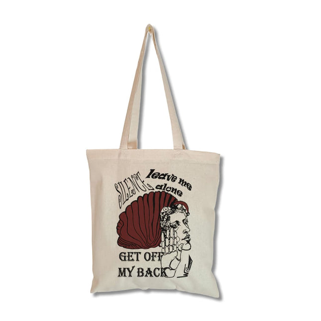 Détail  intense Jade Silence intérieur rouge sur tote bag femme