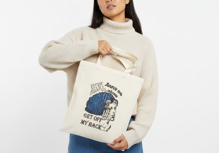 Tote bag femme imprimé Jade Profond silence - Design original WO - Sac fourre-tout coton avec portrait artistique bleu