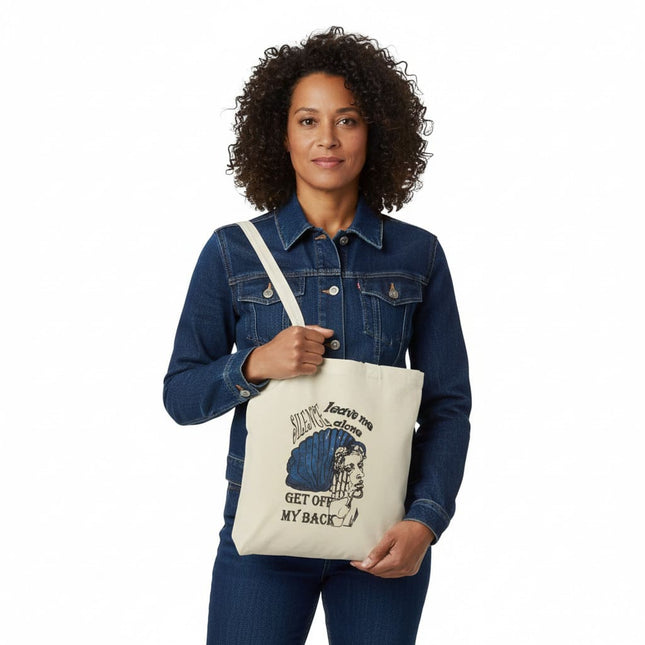 Tote bag artistique Jade - Motif femme profil sculptural bleu - dessin WO Design