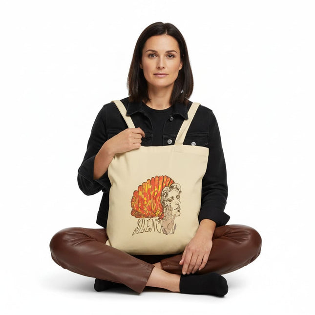 Tote bag Jade Silence éclat feu vue face - Sac en tissu design WO