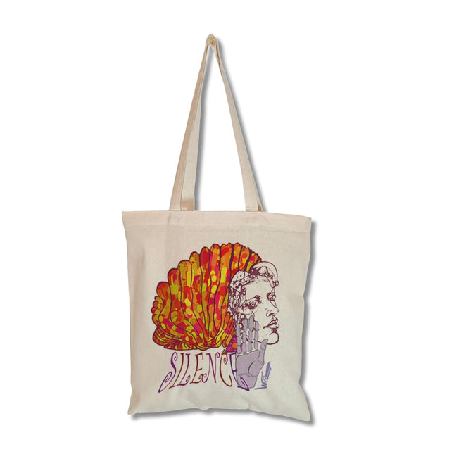 Tote bag femme imprimé Jade Silence éclat feu orange rouge - Design WO