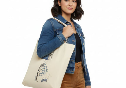 Tote bag femme imprimé Louise Insoumise abyssale bleu - Design WO
