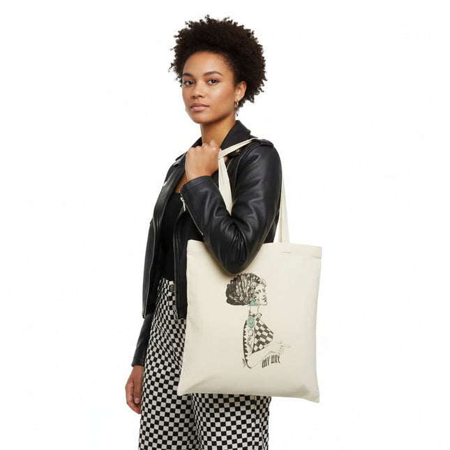 Motif boréal Louise Insoumise reflets vert émeraude sur tote bag femme