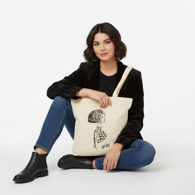 Tote bag femme imprimé Louise Insoumise boréale vert émeraude - Design WO