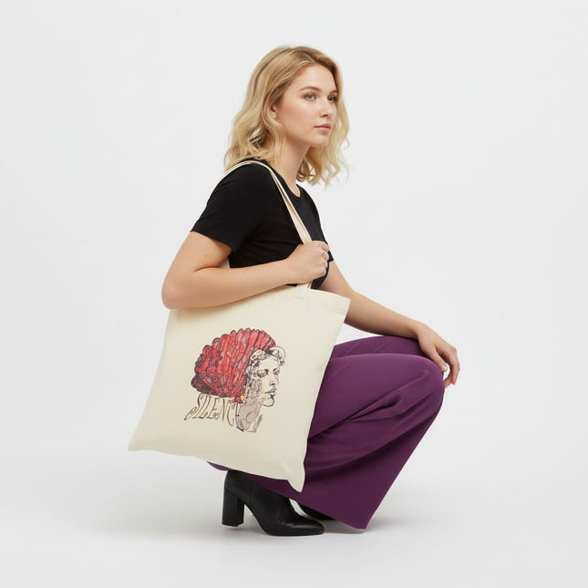  motif artistique Jade Silence vibrant rose fuchsia sur tote bag femme