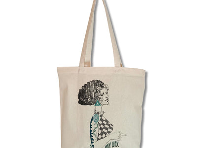 Tote bag Louise Insoumise boréale vue détails - Sac cabas design artistique WO