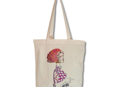 Détail motif vibrant Louise Insoumise éclatante jaune  rouge sur tote bag femme
