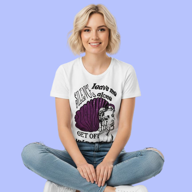 Tee-shirt femme col rond imprimé graphique Jade Murmure, création originale WO – vue de face