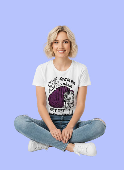 Tee-shirt femme col rond imprimé graphique Jade Murmure, création originale WO – vue de face