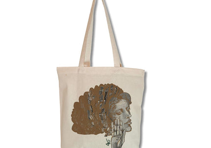 Cabas grande anse Jade Silence – Tote bag imprimé illustration femme, artiste WO