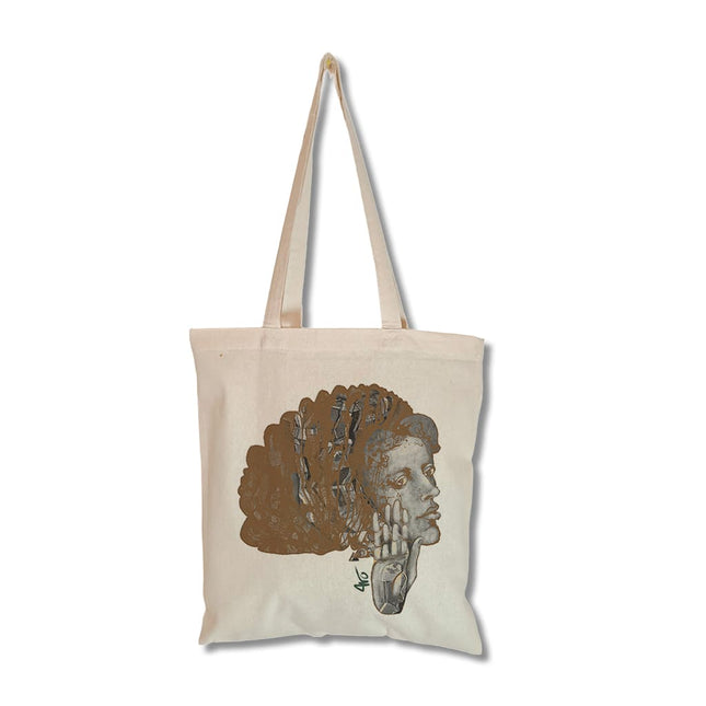Cabas grande anse Jade Silence – Tote bag imprimé illustration femme, artiste WO
