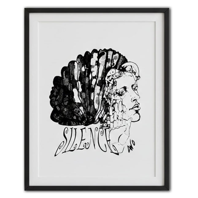 Affiche murale femme Jade Silence affirmé noir et blanc - Art contemporain WO
