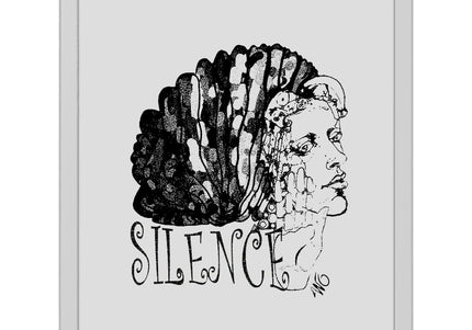 Affiche originale femme Jade Silence affirmé noir et cadre blanc - Art contemporain WO