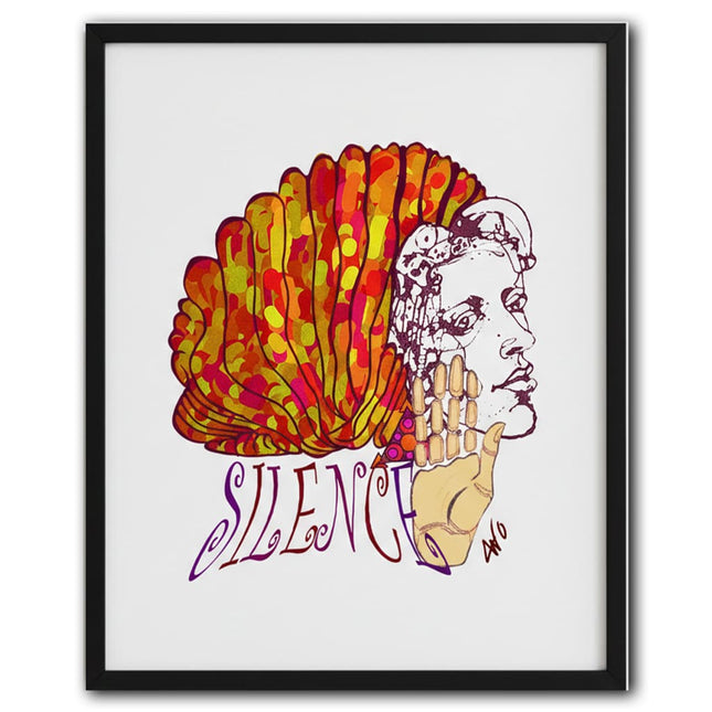 Affiche murale femme Jade Silence éclat feu orange rouge - Art contemporain WO