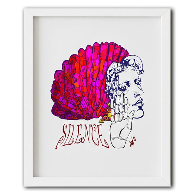 Affiche murale femme Jade Silence vibrant rose fuchsia - Art contemporain WO