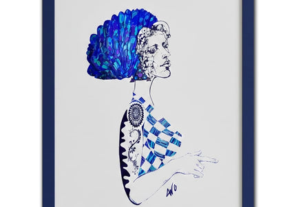 Affiche art Louise Insoumise abyssale bleu profond - Art contemporain WO