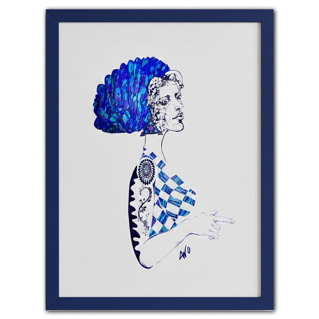 Affiche art Louise Insoumise abyssale bleu profond - Art contemporain WO