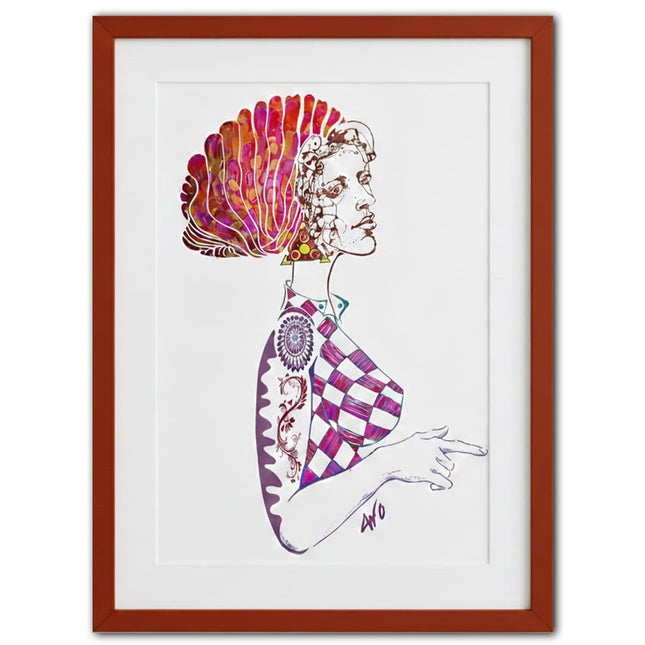 Affiche art Louise Insoumise éclatante rose jaune vibrant - Art contemporain WO