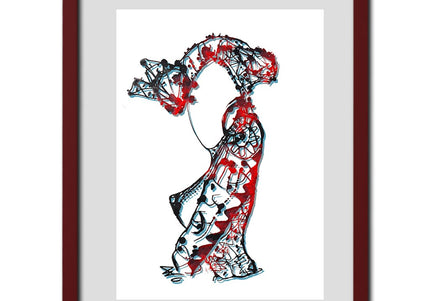 Affiche pop art Nox l'empreinte ardente orange rouge intense - Dessin contemporain WO