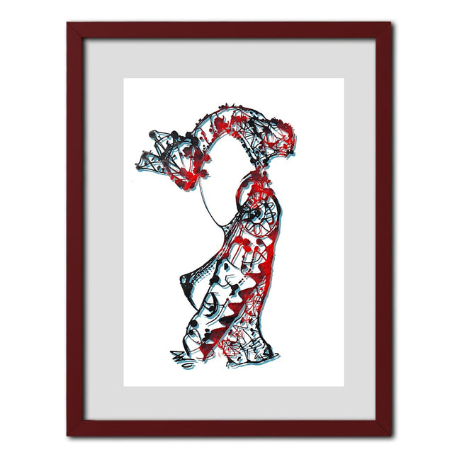 Affiche pop art Nox l'empreinte ardente orange rouge intense - Dessin contemporain WO