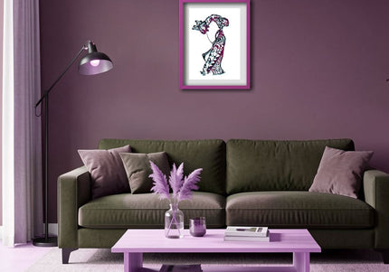 Affiche originale pop art Nox l'empreinte fragmentée rose - Dessin contemporain WO