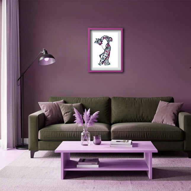 Affiche originale pop art Nox l'empreinte fragmentée rose - Dessin contemporain WO