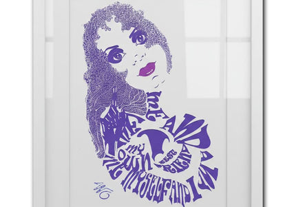 Affiche art contemporain femme Sasha Rebelle indigo violet profond - Dessin WO