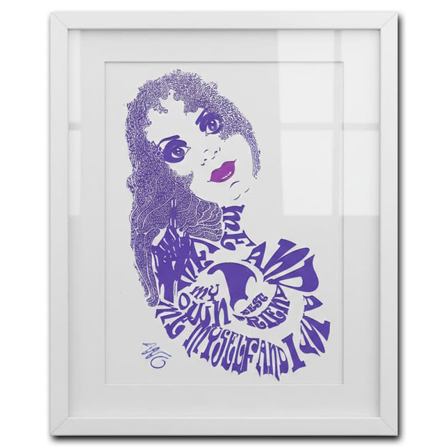 Affiche art contemporain femme Sasha Rebelle indigo violet profond - Dessin WO