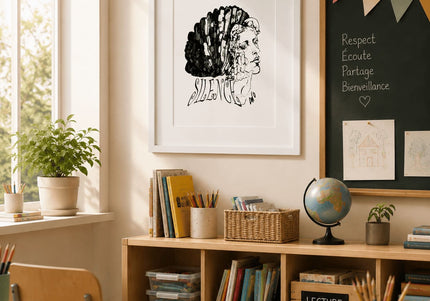 idee-cadeau-maitresse-atsem-fin-annee-scolaire-affiche-murale-imprime-silence-artiste-wo