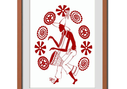 affiche A4 ou A3 illustration contemporaine terracotta WO appel du rythme enraciné dessin artistique encadré