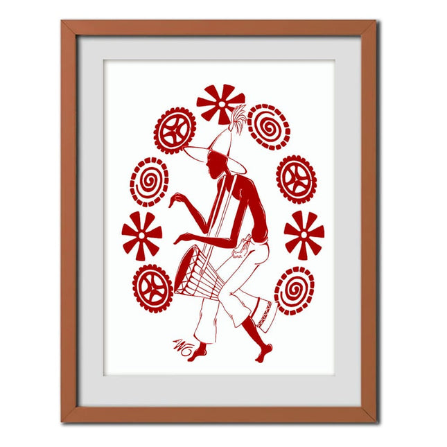 affiche A4 ou A3 illustration contemporaine terracotta WO appel du rythme enraciné dessin artistique encadré