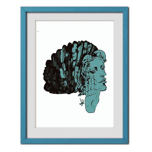 affiche A4 A3 jade silence régénéré WO illustration contemporaine verte dessin artistique encadré