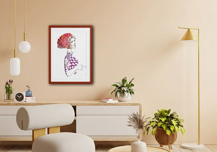 Dessin affiche popart Louise Insoumise éclatante rose et orange - Poster art actuel féminin WO