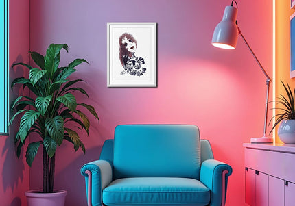 Poster artistique Sasha Rebelle et magnétique - Affiche déco murale contemporaine WO ENCADRE BLANC