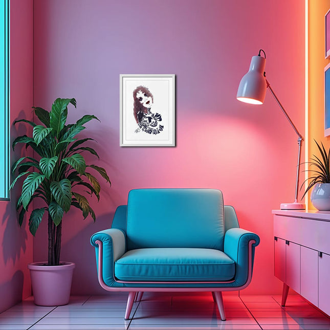 Poster artistique Sasha Rebelle et magnétique - Affiche déco murale contemporaine WO ENCADRE BLANC
