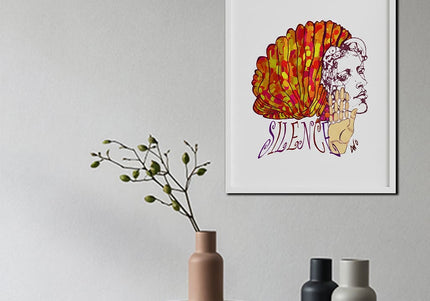 Dessin grand format Jade Silence éclat feu orange - Poster art contemporain féminin WO